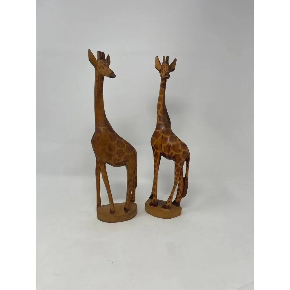 Pair Vintage Hand Carved & Painted 12
